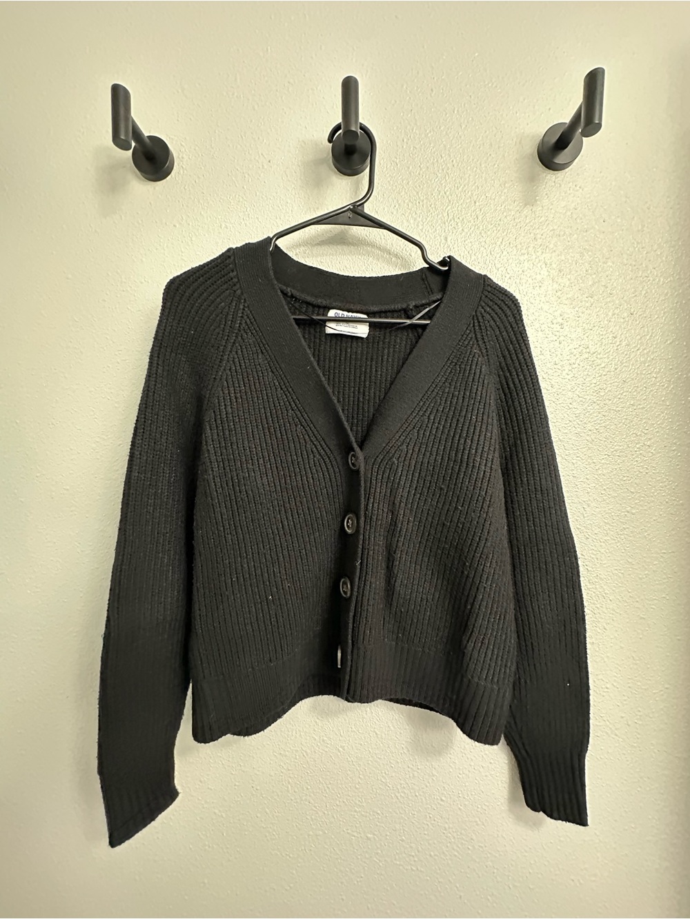 Old Navy Black V-Neck Button Ribbed Cardigan